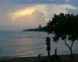 View from Jack Sprats restaurant and Jake's resort, Calabash Bay and Fisherman's Bay, Treasure Beach Jamaica